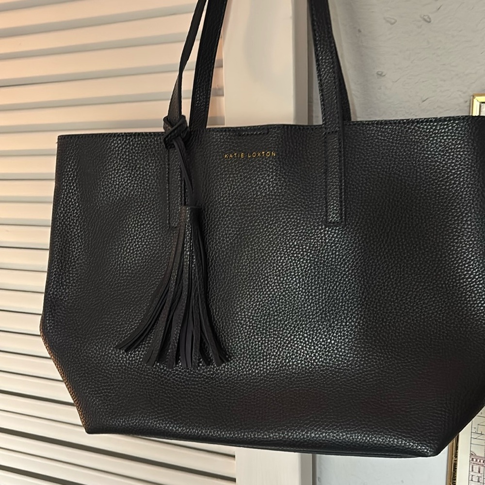 Katie Loxton Vegan Leather Dark Navy Tote Bag, EUC - Picture 1 of 7